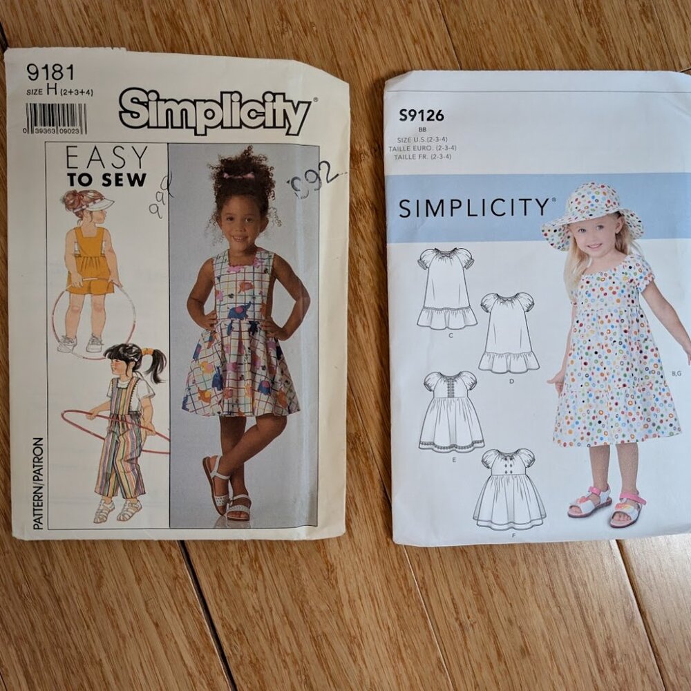 Bundle of Sz 2, 3, 4 girls dress patterns